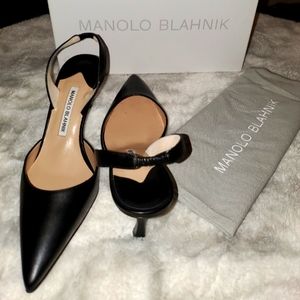 Manolo Blahnik Carolyne 70 Napa Black 38.5